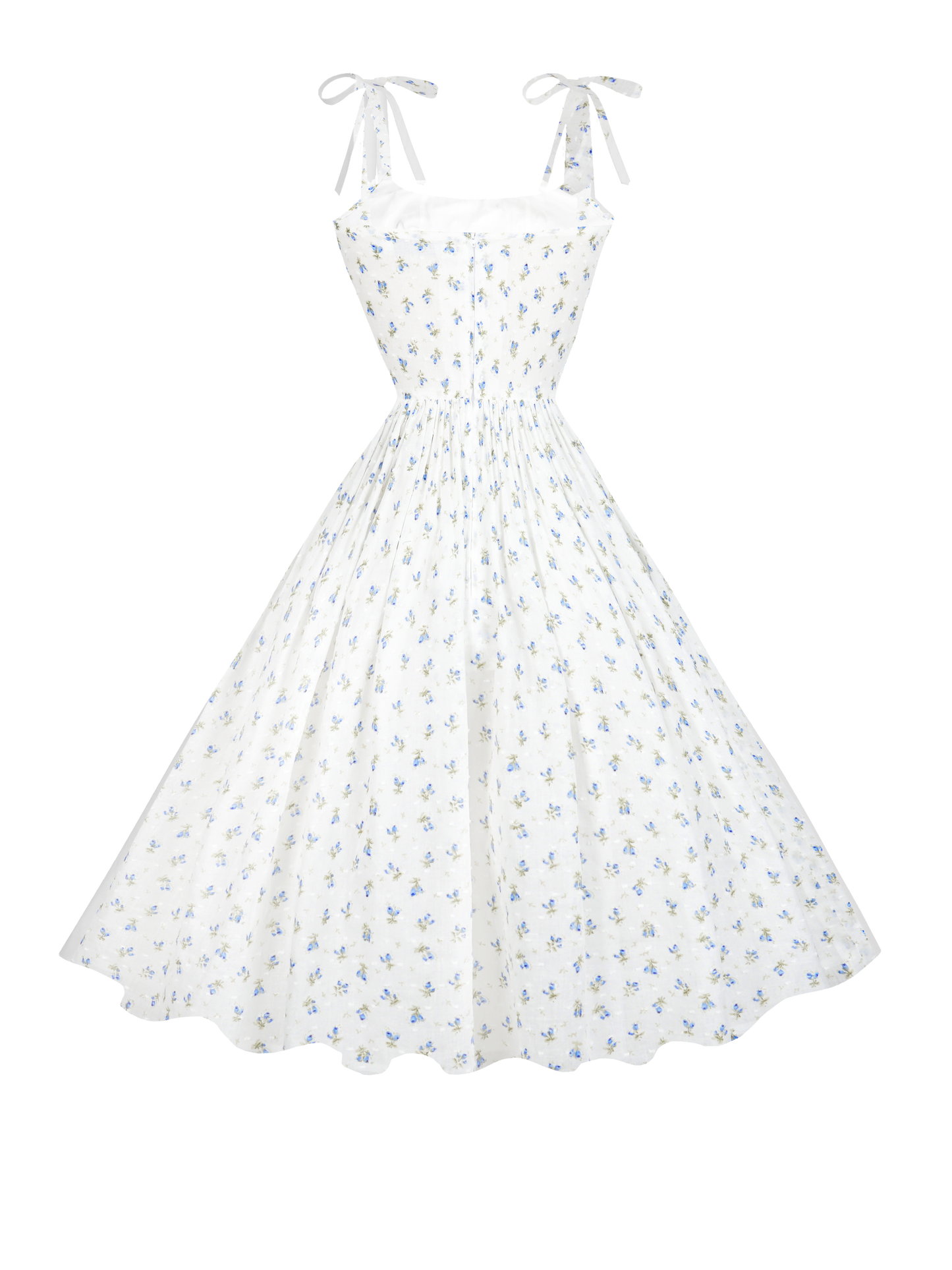 RTS - S - Kelly Dress "Forget-Me-Nots & Polka Dots" Blue