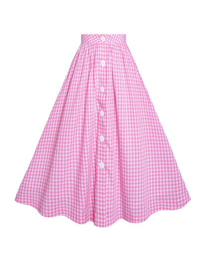 RTS - S - Lolita Skirt Light Pink Gingham - Medium Checks