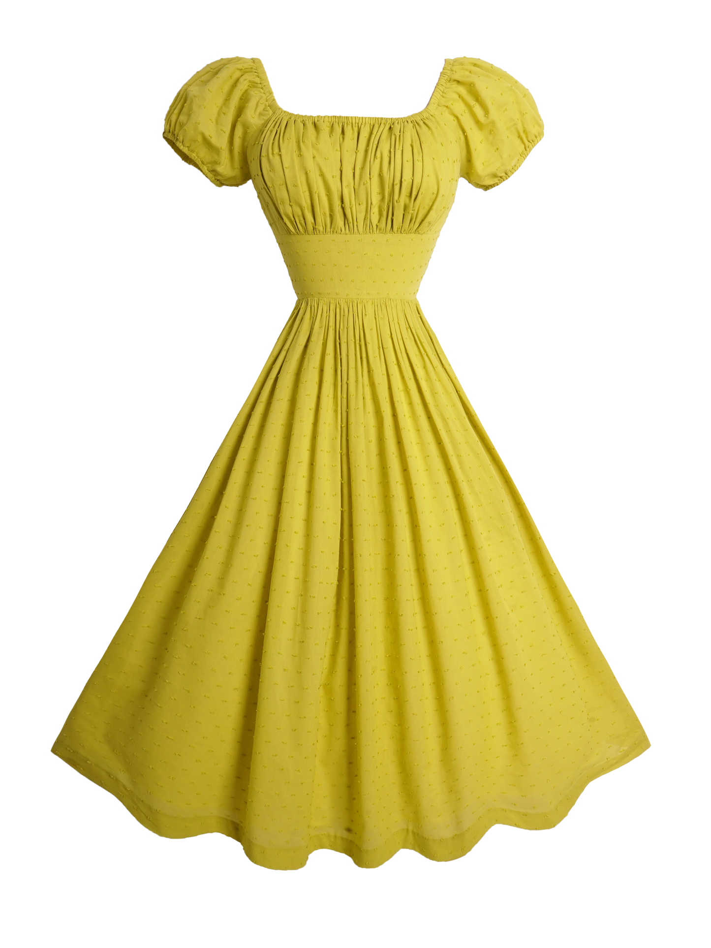 MTO - Loretta Dress "Dotted Swiss" Chartreuse Green