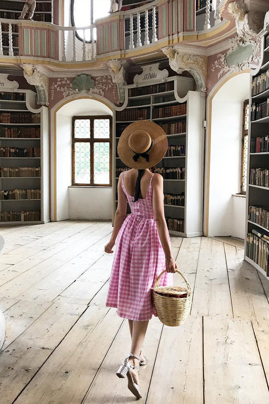 RTS - Penelope Dress Light Pink Gingham - Large Checks