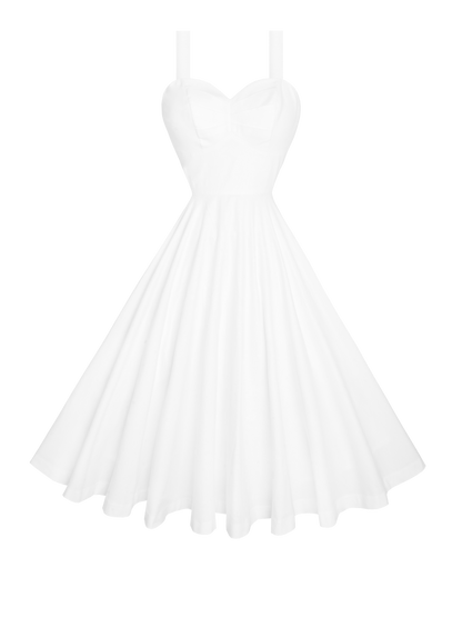 RTS - Size S - Catalina Dress in White Cotton - Midi Length