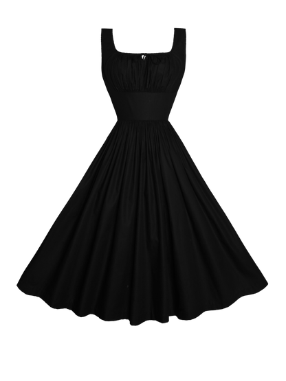 RTS - Size XS - Michelle Dress in Raven Black Cotton