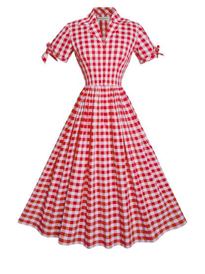 RTS - Size S - Trudie Dress Red Gingham - Large Checks