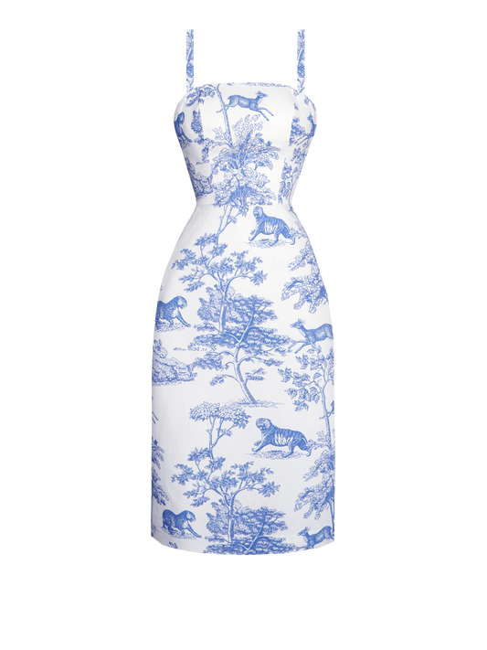 RTS - S - June Dress "Safari Toile"