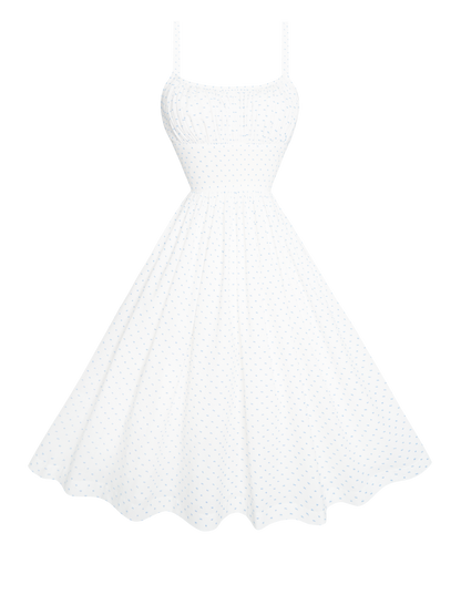 RTS - S - Grace Dress "Prim and Pepper" Blue Dotted Swiss