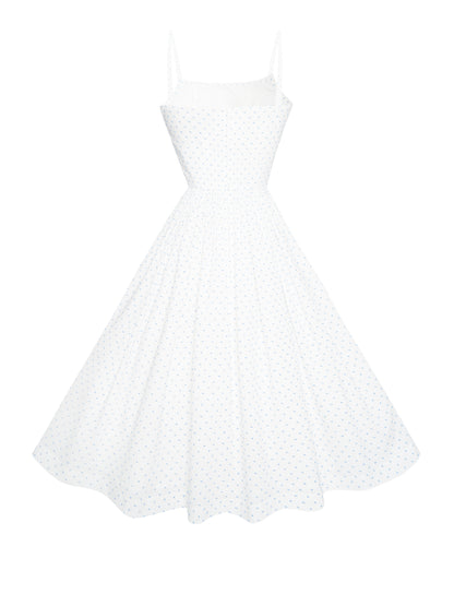 RTS - S - Grace Dress "Prim and Pepper" Blue Dotted Swiss
