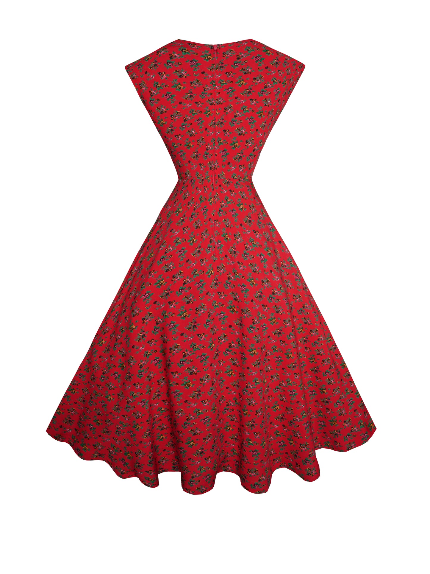 RTS - S - Kennedy Dress "Rustic Country Roses" Red