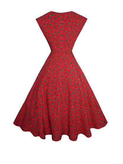 RTS - S - Kennedy Dress "Rustic Country Roses" Red