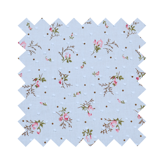 Fabric "Ditsy Floral" Blue Dotted Swiss - By the Yard