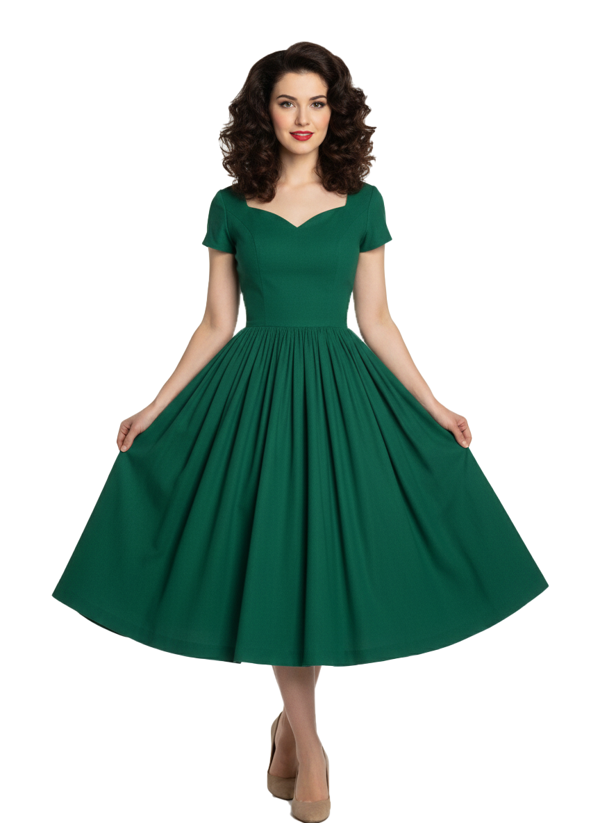 MTO - Evelyn Dress in Forest Green Linen
