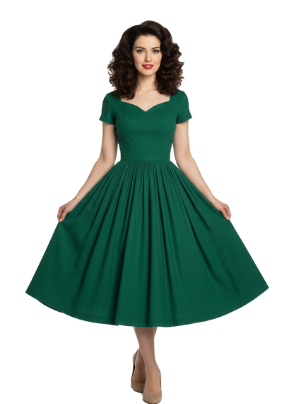MTO - Evelyn Dress in Forest Green Linen