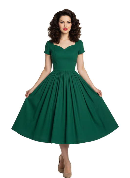 MTO - Evelyn Dress in Forest Green Linen