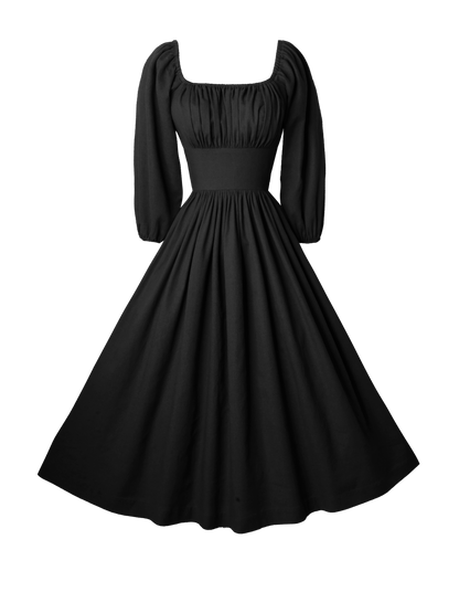 MTO - Sydney Dress in Midnight Black Linen