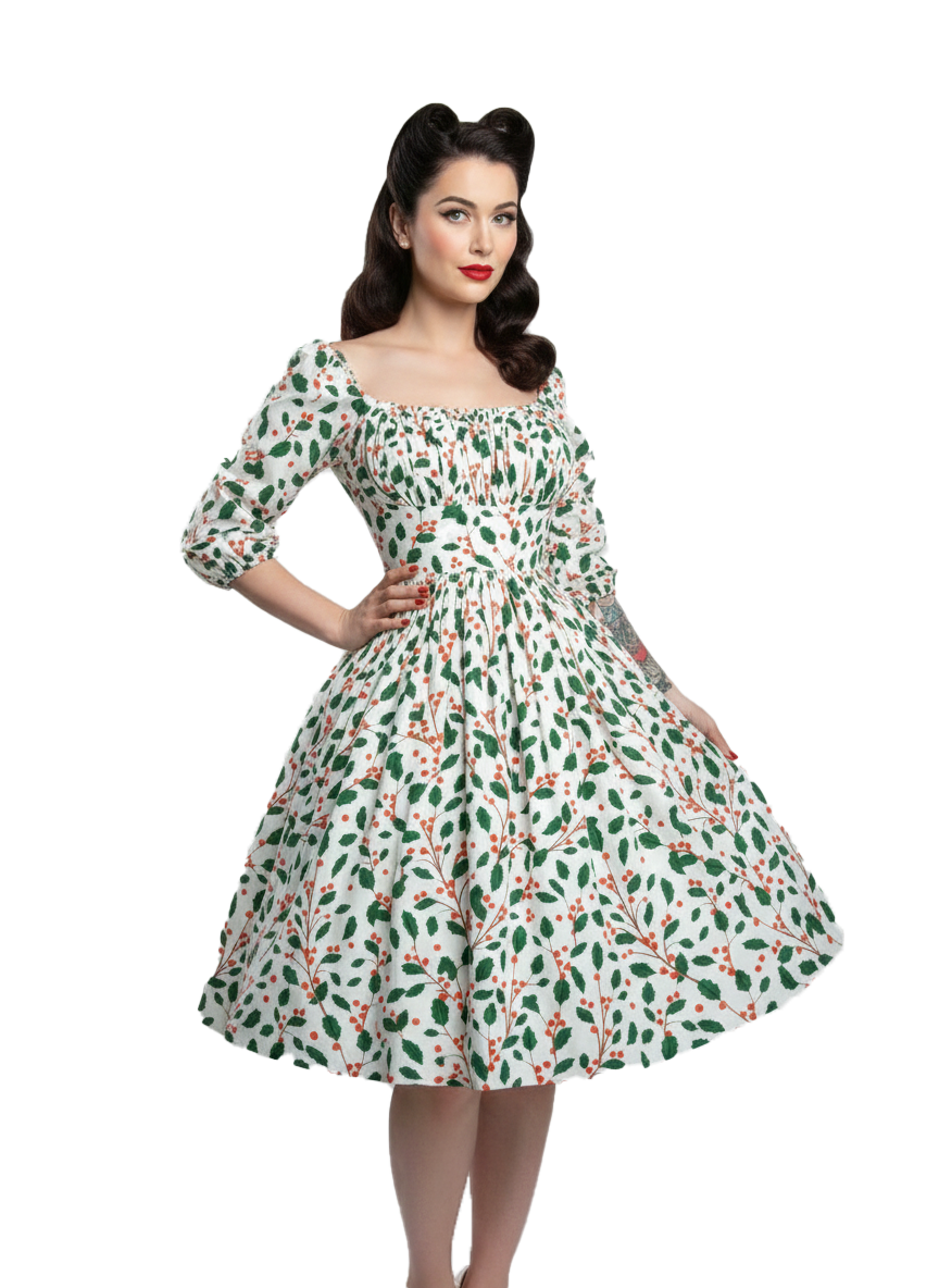 MTO - Sydney Dress in "Holly Jolly"