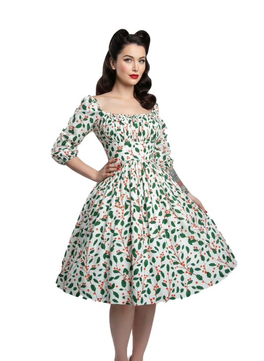 MTO - Sydney Dress in "Holly Jolly"