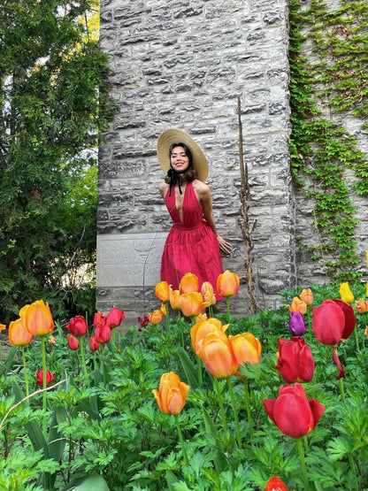 MTO - Charlotte Dress in Cardinal Red Cotton