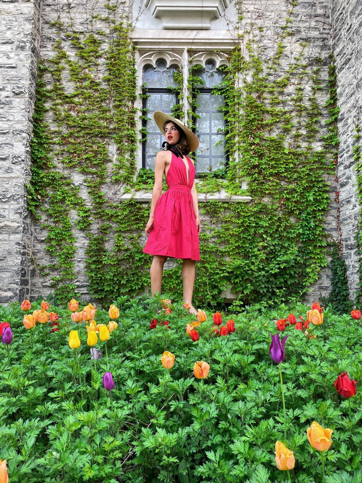 MTO - Charlotte Dress in Cardinal Red Cotton