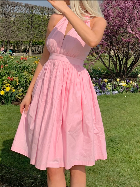 MTO - Charlotte Dress in Ballerina Pink Cotton