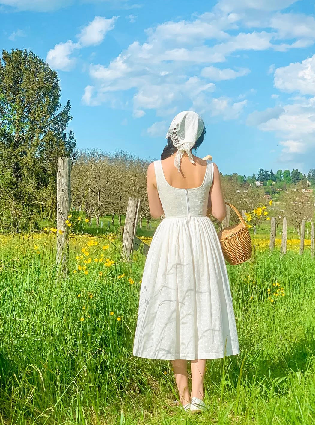 MTO - Michelle Dress "Forget Me Not" White Eyelet