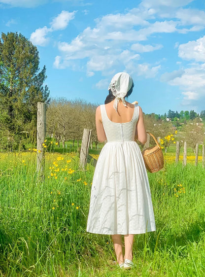 MTO - Michelle Dress "Forget Me Not" White Eyelet