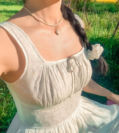 MTO - Michelle Dress "Forget Me Not" White Eyelet