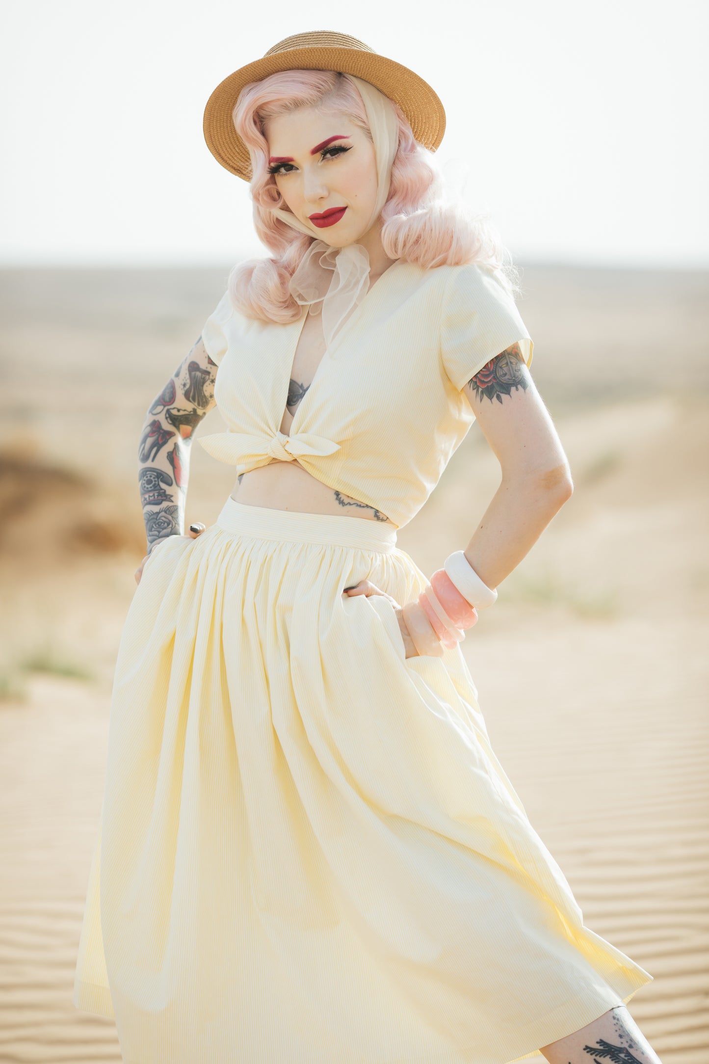 MTO - Joan Lola Set Pale Yellow Cotton "I can't believe its not Butter"