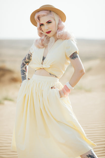 MTO - Joan Lola Set Pale Yellow Cotton "I can't believe its not Butter"