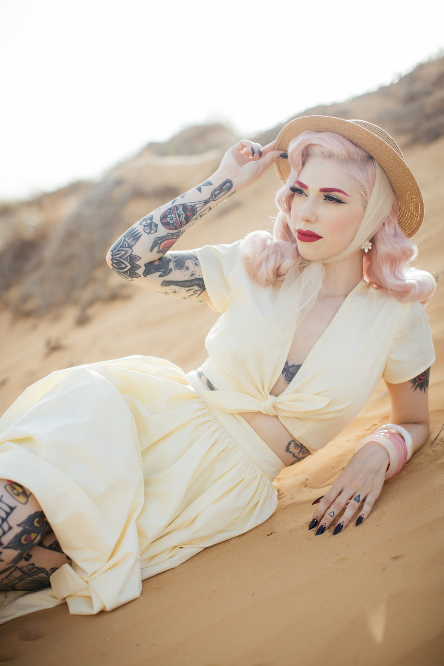 MTO - Joan Lola Set Pale Yellow Cotton "I can't believe its not Butter"