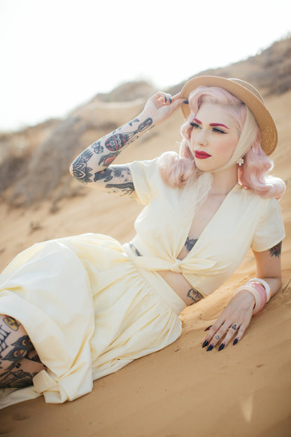 MTO - Joan Lola Set Pale Yellow Cotton "I can't believe its not Butter"