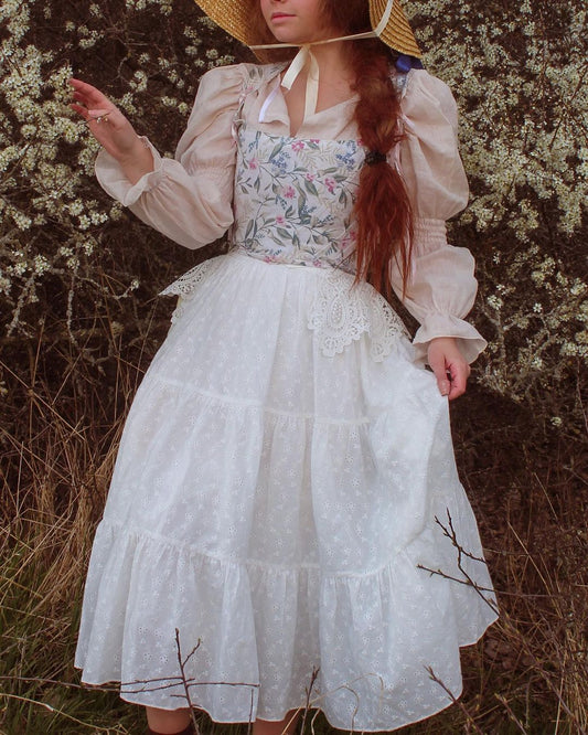 MTO - Pippa Skirt "Forget Me Not" White Eyelet