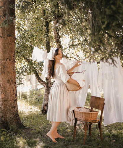 MTO - Sydney Dress in in Parchment Ivory Linen