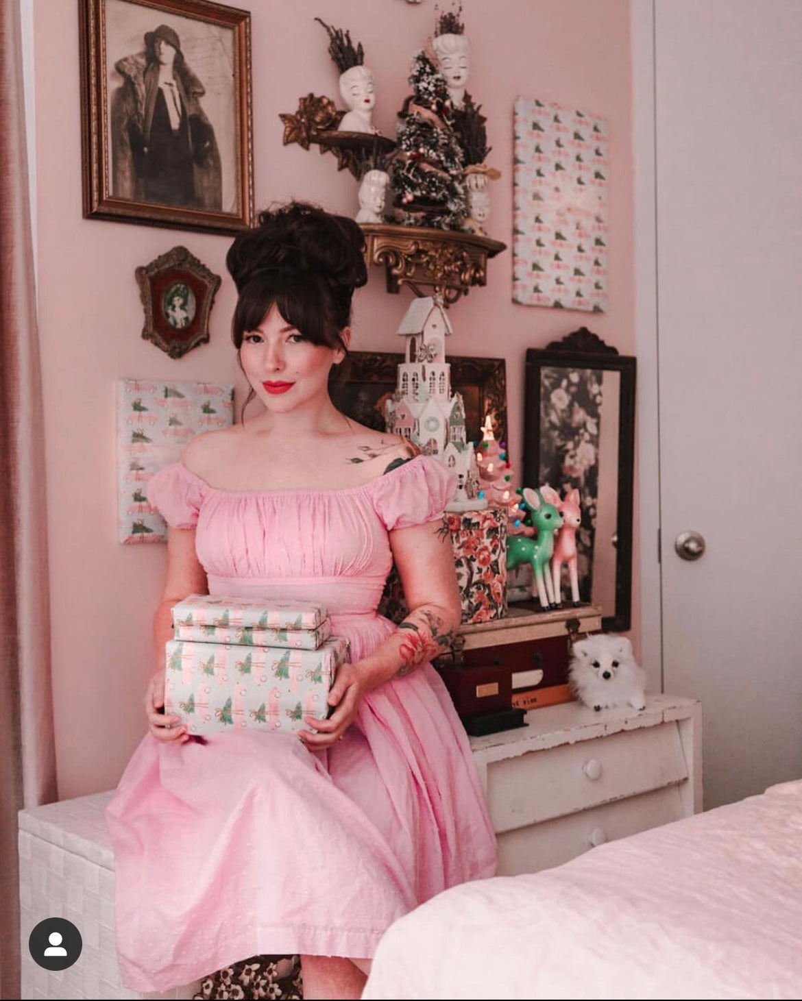 MTO - Loretta Dress "Dotted Swiss" Pale Pink