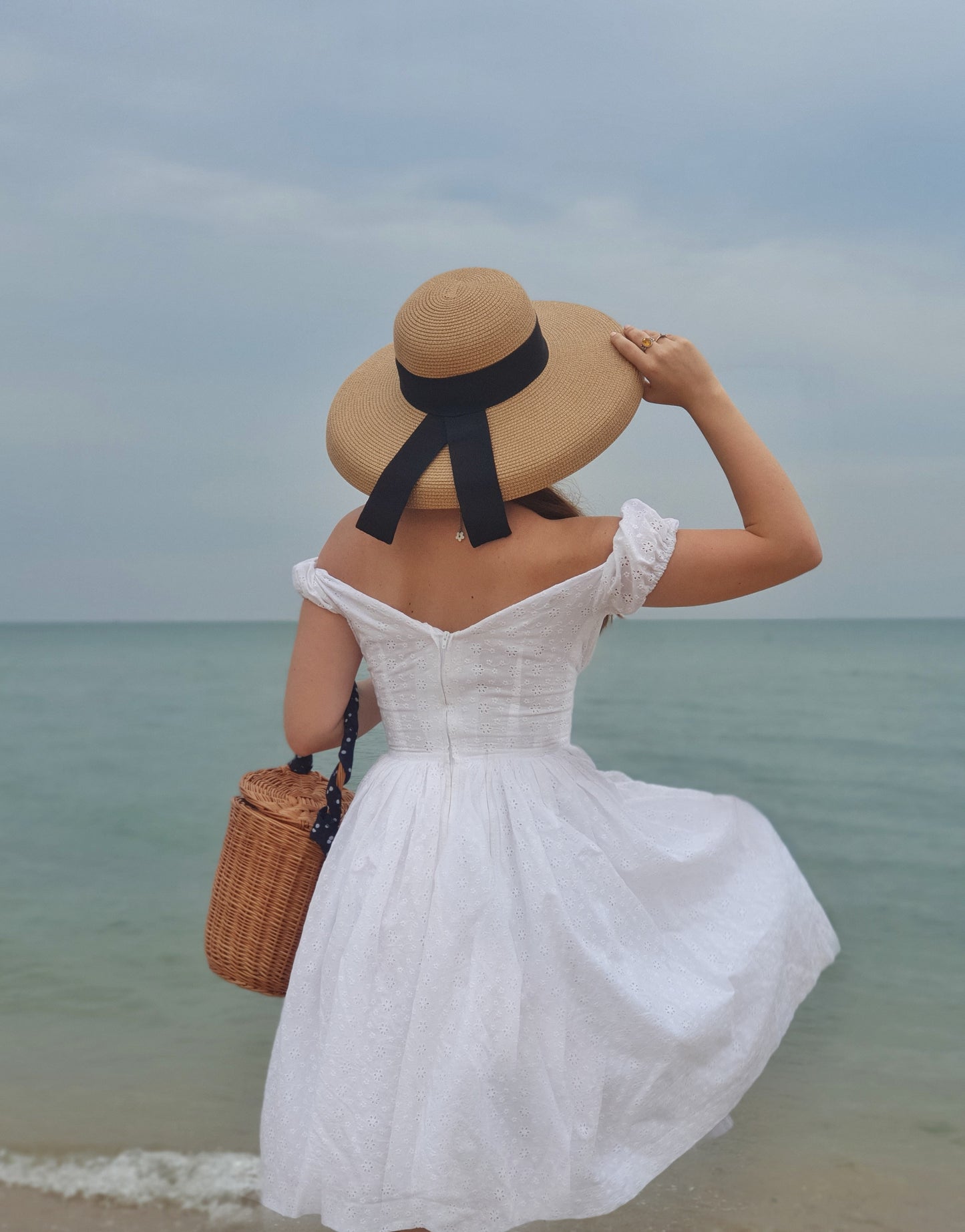 MTO - Loretta Dress "Forget Me Not" White Eyelet