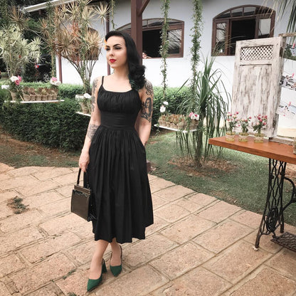 RTS - Grace Dress Raven Black Cotton
