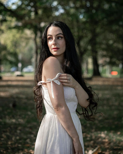 MTO - Birdie Dress "Forget Me Not" White Eyelet