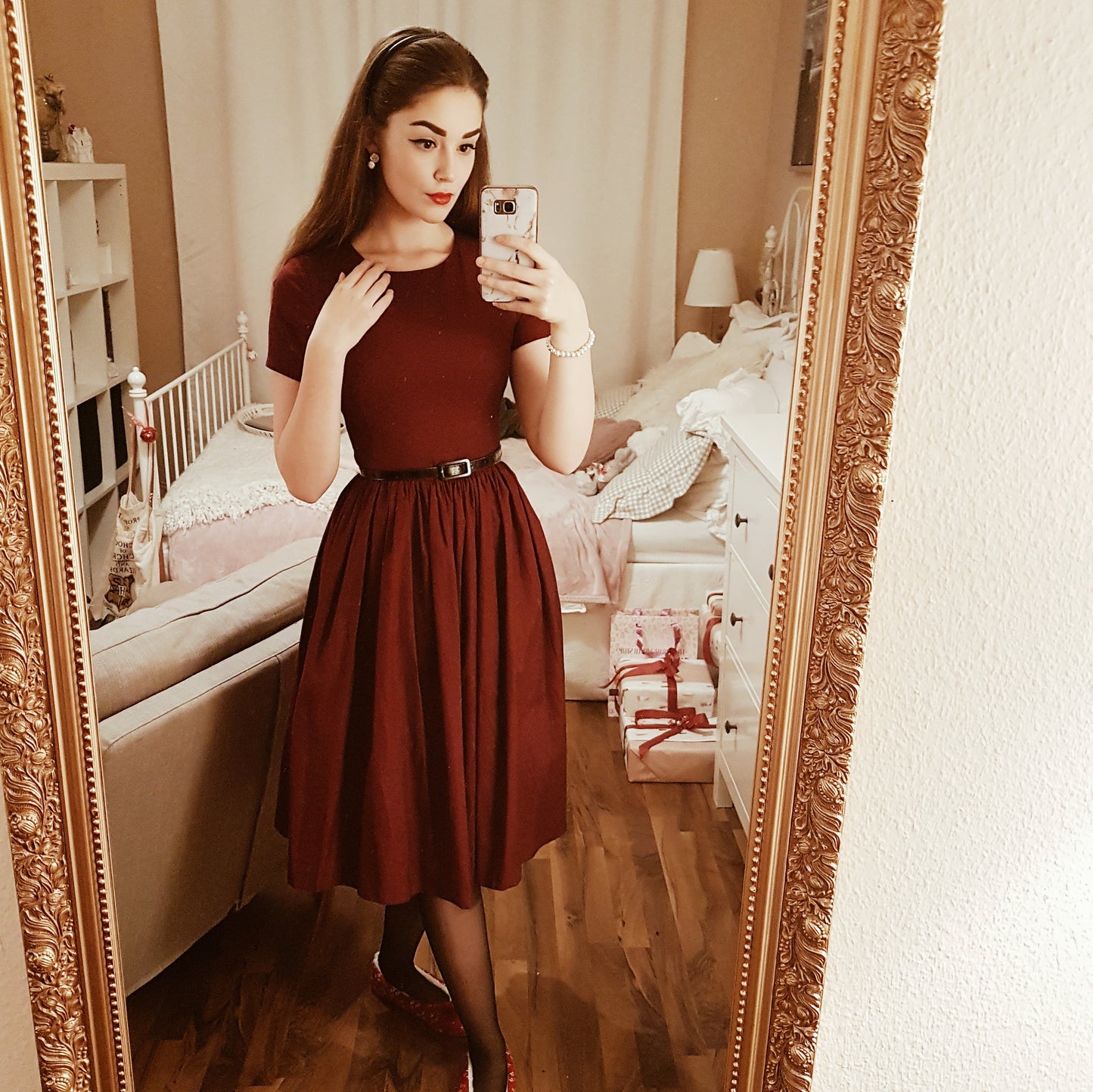 MTO - Dorothy Dress in Burgundy Cotton