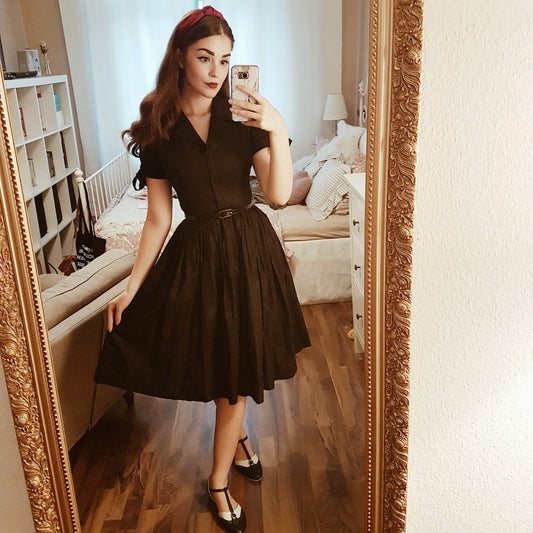 MTO - Trudie Dress in Raven Black Cotton
