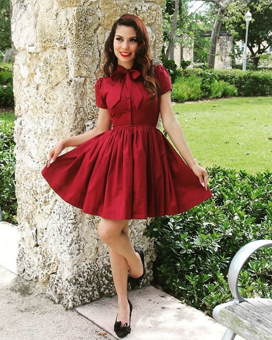 MTO - Bonnie Dress in Burgundy Cotton